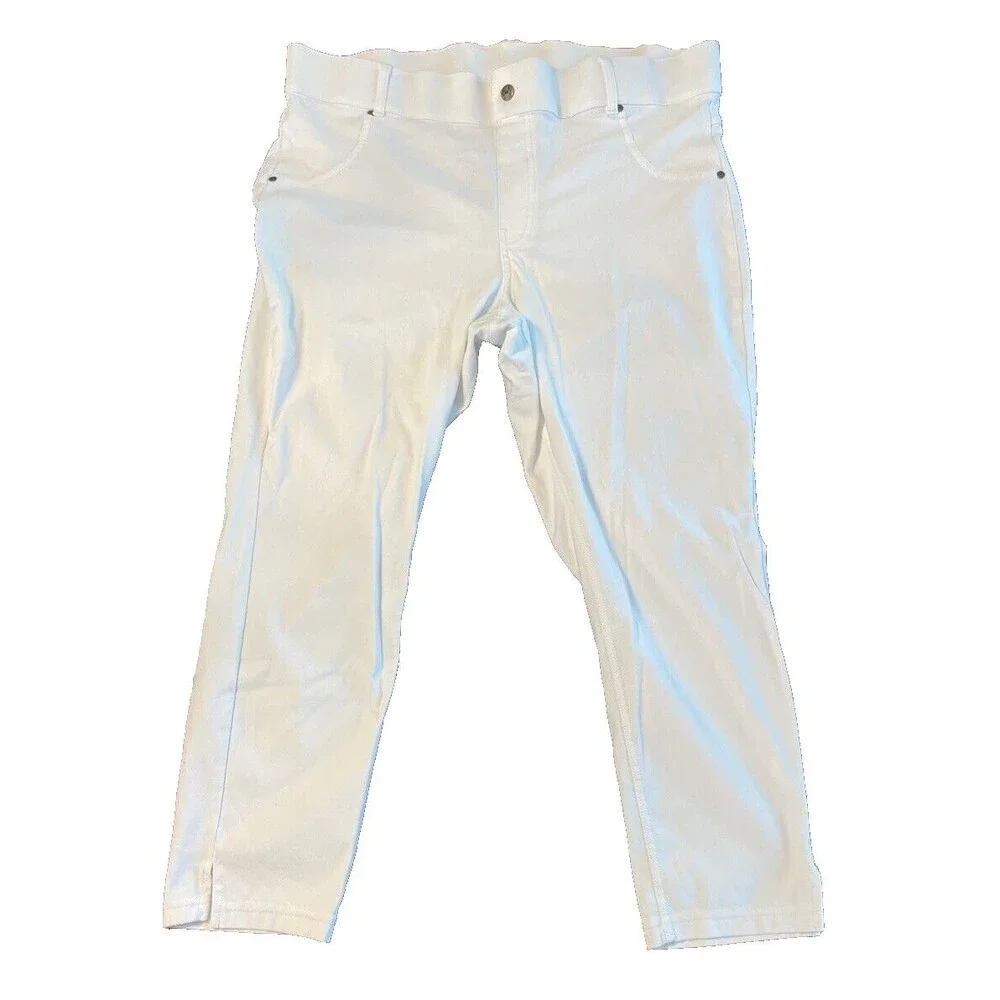 HUE Ankle Slit‎ Essential Denim Capris White Sz XL